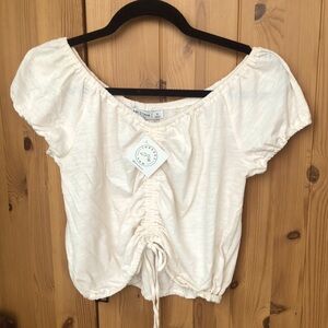 Arizona White Blouse with Ruching detail | M | NWT